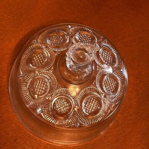 Bryce Higbee Antique Glass Butter Dish with Lid Crescent Pattern - Picture 5 of 7